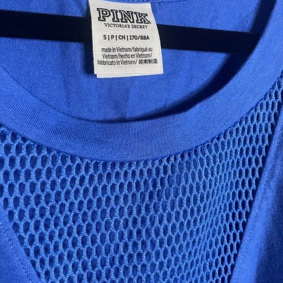 Victoria Secret PINK Small Muscle Tank Royal Blue Tank Fishnet Mesh Front Y2K - Picture 2 of 6
